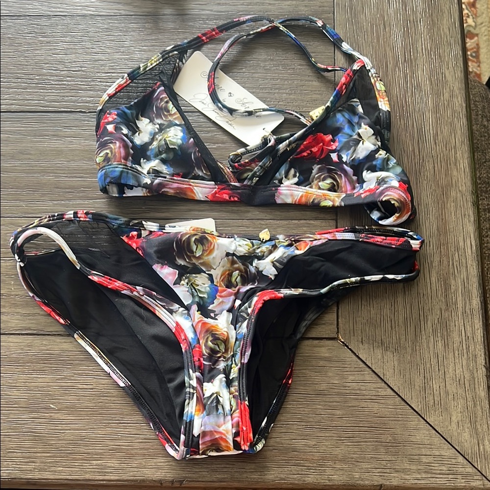 Floral Bikini Set with Strappy Top